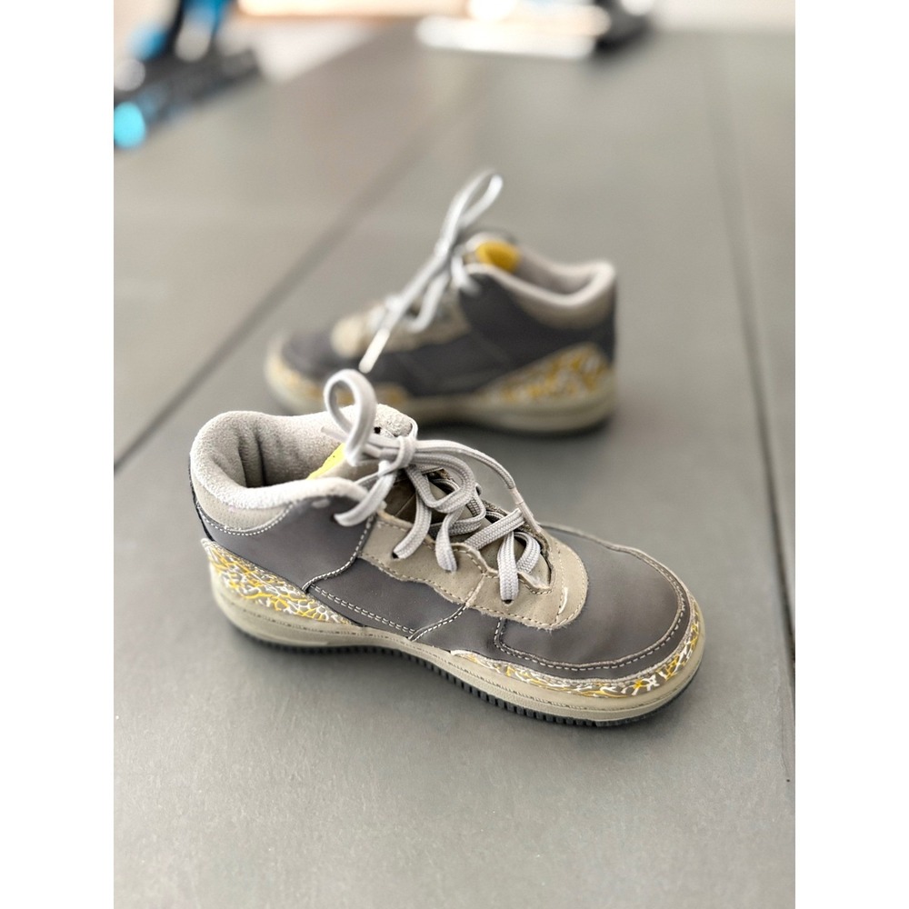 Jordan Flight 23 Cool Grey Del Sol Yellow Elephant Print 323949-071 Kids 10C - Picture 5 of 13